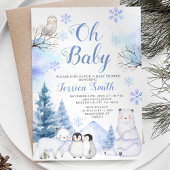 Winter Arctic Animal Mountain Baby shower Kaart