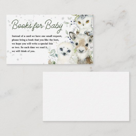 Winter Arctic Animals Baby shower Boeken voor Baby Informatiekaartje (Voorkant / Achterkant)
