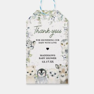Winter Arctic Animals Baby shower Favor Tags Cadeaulabel