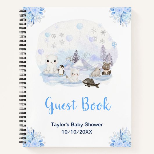Winter Arctic Animals Baby shower Gastenboek Notitieboek (Voorkant)