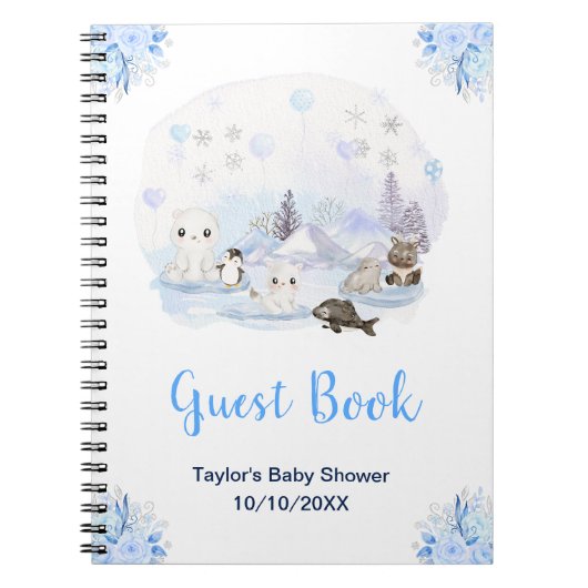 Winter Arctic Animals Baby shower Gastenboek Notitieboek (Voorkant)