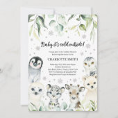 Winter Arctic Animals Baby shower Kaart (Voorkant)