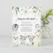 Winter Arctic Animals Baby shower Kaart (Staand voorkant)