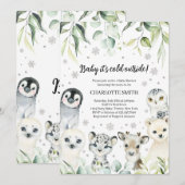 Winter Arctic Animals Baby shower Kaart (Voorkant / Achterkant)