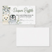 Winter Arctic Animals Baby shower Luier Raffle Informatiekaartje (Voorkant / Achterkant)