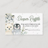 Winter Arctic Animals Baby shower Luier Raffle Informatiekaartje (Voorkant)