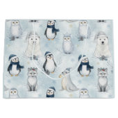 Winter Arctic Animals Cute Penguin & Polar Bear Groot Cadeauzakje (Voorkant)