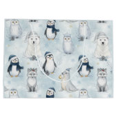 Winter Arctic Animals Cute Penguin & Polar Bear Groot Cadeauzakje (Achterkant)