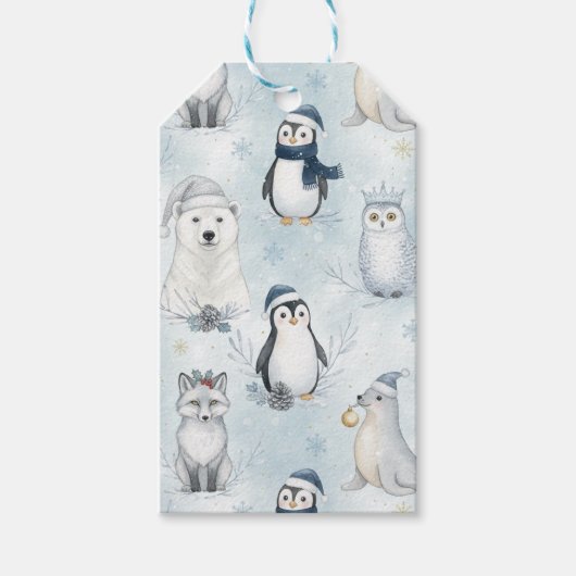Winter Arctic Animals Cute Polar Animals Christmas Cadeaulabel (Voorkant)