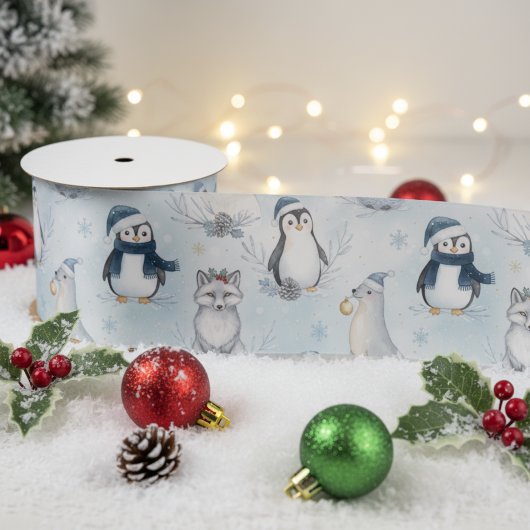 Winter Arctic Animals Cute Polar Animals Christmas Satijnen Lint