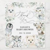 Winter Arctic Animals Greenery Baby shower Favor Wijn Etiket (Enkel label)