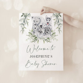 Winter Arctic Animals Neutral Baby shower Welkom Poster
