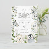 Winter Arctic Animals Sneeuwvlokken Baby shower Kaart (Staand voorkant)