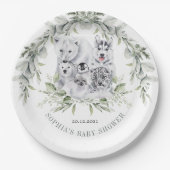 Winter Arctic Animals Vakantie Baby shower Papieren Bordje (Voorkant)