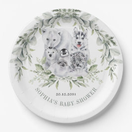 Winter Arctic Animals Vakantie Baby shower Papieren Bordje