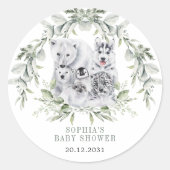 Winter Arctic Animals Vakantie Baby shower Ronde Sticker (Voorkant)
