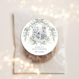 Winter Arctic Animals Vakantie Baby shower Ronde Sticker