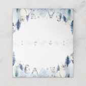 Winter Arctic Animals Verjaardag Food Place Card Plaatskaartje (Buitenkant ongevouwen)