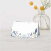 Winter Arctic Animals Verjaardag Food Place Card Plaatskaartje (Voorkant)