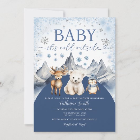 Winter Arctic Baby It’s Cold Outside Baby Shower Kaart (Voorkant)