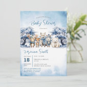 Winter Arctic Deer Fox Beer Animals Baby shower Kaart (Staand voorkant)