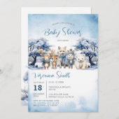 Winter Arctic Deer Fox Beer Animals Baby shower Kaart (Voorkant / Achterkant)