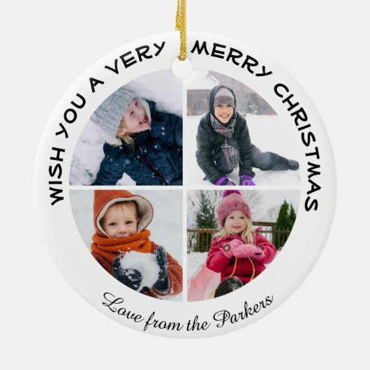 Winter Arctic Kerstmis | Aangepast 4 collage foto Keramisch Ornament (Achterkant)