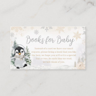 Winter Arctic Penguin Baby shower Boeken voor Baby Informatiekaartje