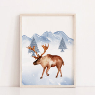 Winter Arctische Dier Moose Kwekerij Wanddecor Poster