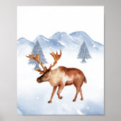 Winter Arctische Dier Moose Kwekerij Wanddecor Poster (Voorkant)