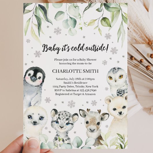 Winter Arctische Dieren Baby Shower Kaart