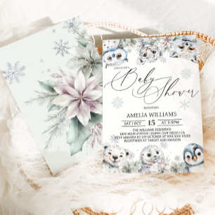 Winter Arctische Dieren Baby Shower Kaart