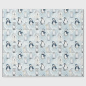 Winter Arctische Dieren Cute Poolse Dieren Kerstmi Cadeaupapier (Vlak)