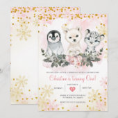 Winter Arctische Dieren Eerste Meisje Verjaardag Kaart (Voorkant / Achterkant)