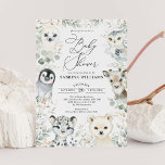 Winter Arctische dieren Genderneutraal Baby shower Kaart<br><div class="desc">Invive your guests with this whimsical baby shower Note,  featuring adorable arctic animals and soft watercolor greenery. Use the design tools to edit the text,  change font color and style to create a single one of a kind uitnodigt design.</div>