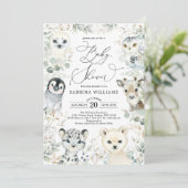 Winter Arctische dieren Genderneutraal Baby shower Kaart (Staand voorkant)