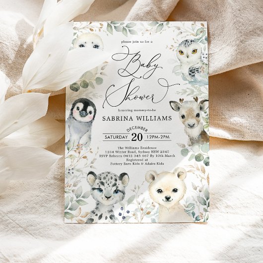 Winter Arctische dieren Geslacht Neutrale Baby spr Kaart