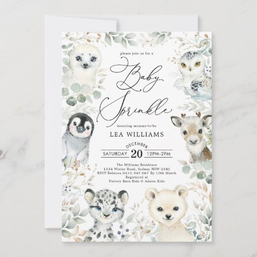 Winter Arctische dieren Geslacht Neutrale Baby spr Kaart (Voorkant)