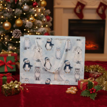 Winter Arctische Dieren Knuffel Penguin & Ijsbeer