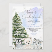 Winter Arctische Dieren Onederland Verjaardag Kaart (Voorkant)