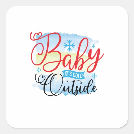 Winter Art Baby It Is Cold Outside Vierkante Sticker (Voorkant)