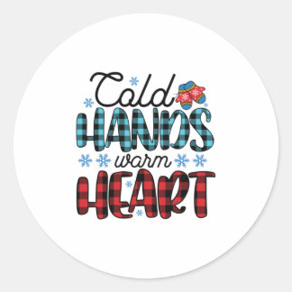 Winter Art Kold Hands Warm Heart Ronde Sticker
