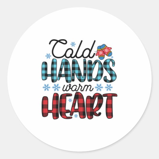 Winter Art Kold Hands Warm Heart Ronde Sticker (Voorkant)