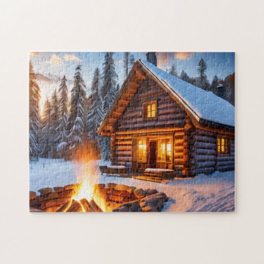 Winter Art Log Cabin Easy Brain Art Puzzel Winter (Horizontaal)