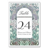 Winter Art Nouveau Wedding Table Numbers Kaart (Achterkant)