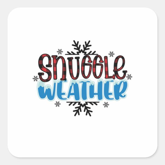 Winter Art Snuggle Weather Vierkante Sticker (Voorkant)