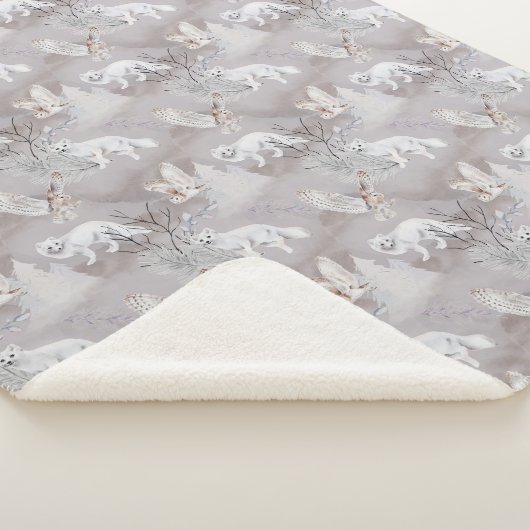 Winter Artic Fox Snowy Owl Northern Willife Sherpa Deken (3/4)