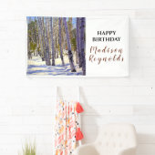 Winter Aspen Tree Woodland Verjaardagsbanner Spandoek (Insitu)
