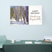 Winter Aspen Tree Woodland Verjaardagsbanner Spandoek (Beurs)
