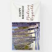 Winter Aspen Tree Woodland Verjaardagsbanner Spandoek (Verticaal)